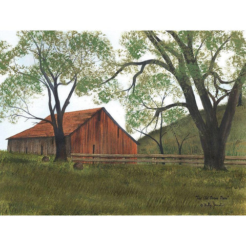 The Old Brown Barn Gold Ornate Wood Framed Art Print with Double Matting by Jacobs, Billy