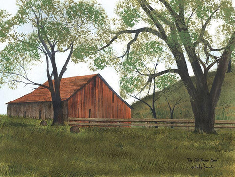 The Old Brown Barn White Modern Wood Framed Art Print with Double Matting by Jacobs, Billy