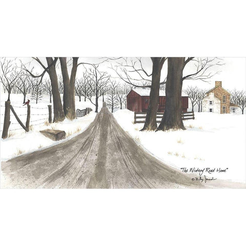 The Wintery Road Home Black Modern Wood Framed Art Print with Double Matting by Jacobs, Billy