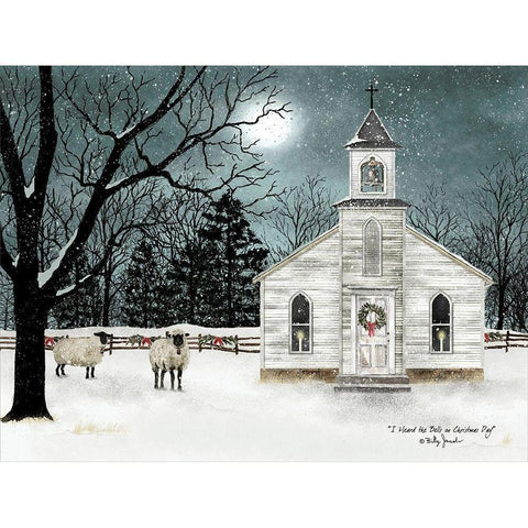 I Heard the Bells on Christmas Day - Darker Sky Gold Ornate Wood Framed Art Print with Double Matting by Jacobs, Billy