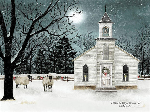 I Heard the Bells on Christmas Day - Darker Sky Black Ornate Wood Framed Art Print with Double Matting by Jacobs, Billy