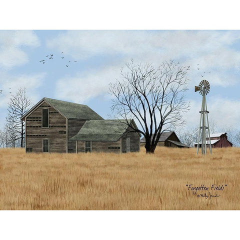 Forgotten Fields Black Modern Wood Framed Art Print with Double Matting by Jacobs, Billy