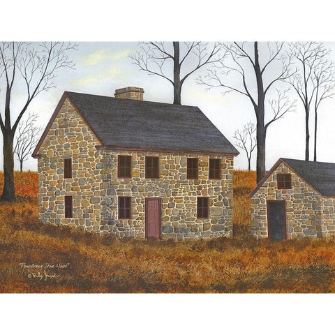 Pennsylvania Stone House Gold Ornate Wood Framed Art Print with Double Matting by Jacobs, Billy