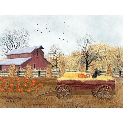 Autumn Blessings Black Modern Wood Framed Art Print with Double Matting by Jacobs, Billy