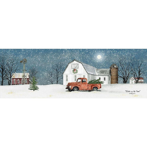 Winter on the Farm Gold Ornate Wood Framed Art Print with Double Matting by Jacobs, Billy