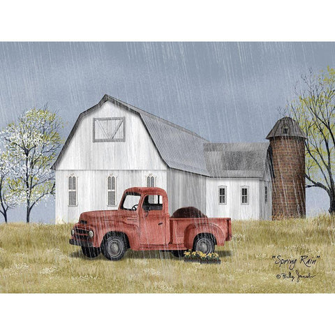 Spring Rain White Modern Wood Framed Art Print by Jacobs, Billy