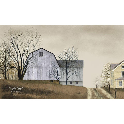 White Barn     Black Modern Wood Framed Art Print with Double Matting by Jacobs, Billy