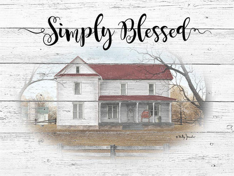 Simply Blessed White Modern Wood Framed Art Print with Double Matting by Jacobs, Billy