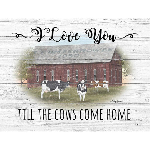 Cow Come Home White Modern Wood Framed Art Print by Jacobs, Billy