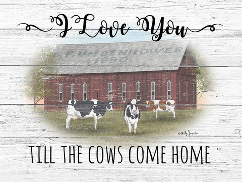 Cow Come Home White Modern Wood Framed Art Print with Double Matting by Jacobs, Billy