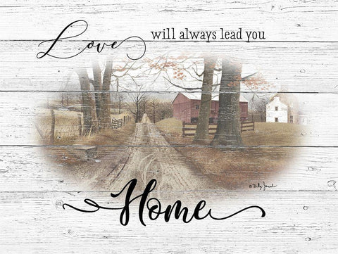 Love Will Always Lead You Home White Modern Wood Framed Art Print with Double Matting by Jacobs, Billy