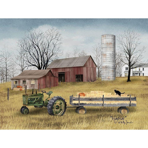 Hayride Black Modern Wood Framed Art Print with Double Matting by Jacobs, Billy