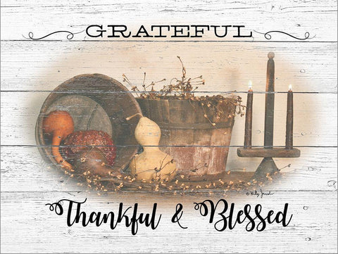 Grateful-Thankful and Blessed Black Ornate Wood Framed Art Print with Double Matting by Jacobs, Billy