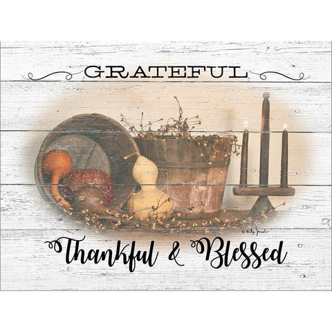 Grateful-Thankful and Blessed White Modern Wood Framed Art Print by Jacobs, Billy