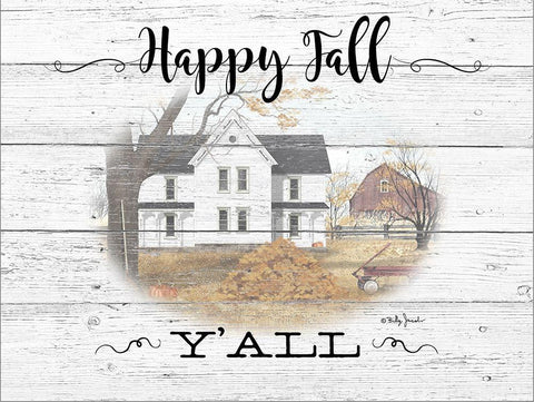 Happy Fall YAll White Modern Wood Framed Art Print with Double Matting by Jacobs, Billy