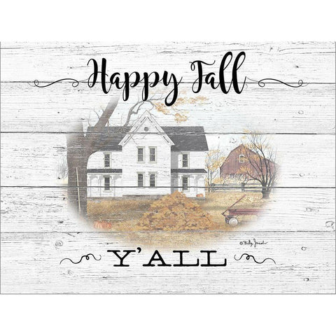 Happy Fall YAll Black Modern Wood Framed Art Print with Double Matting by Jacobs, Billy