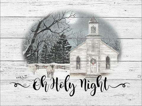 Oh Holy Night White Modern Wood Framed Art Print with Double Matting by Jacobs, Billy