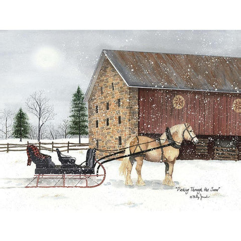 Dashing Through the Snow Black Modern Wood Framed Art Print with Double Matting by Jacobs, Billy