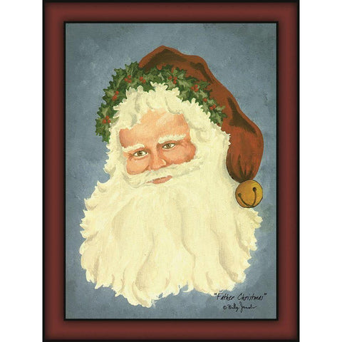 Father Christmas Black Modern Wood Framed Art Print with Double Matting by Jacobs, Billy