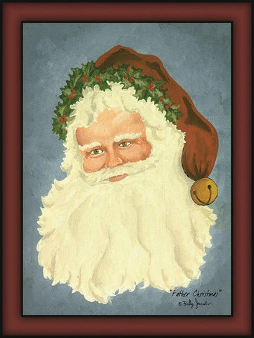 Father Christmas Black Ornate Wood Framed Art Print with Double Matting by Jacobs, Billy