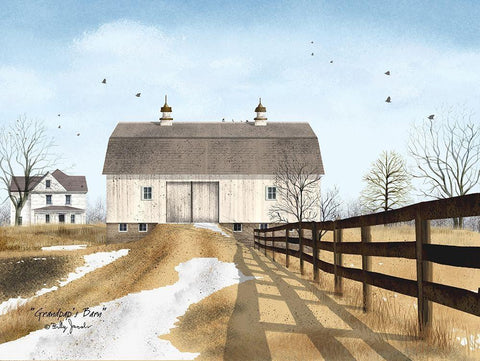 Grandpas Barn White Modern Wood Framed Art Print with Double Matting by Jacobs, Billy