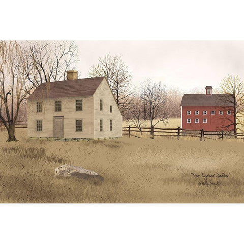 New England Saltbox     Black Modern Wood Framed Art Print with Double Matting by Jacobs, Billy