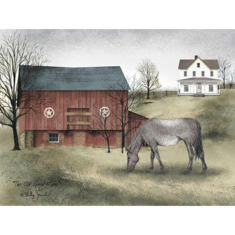 Old Grey Mare White Modern Wood Framed Art Print by Jacobs, Billy