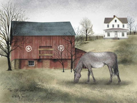 Old Grey Mare White Modern Wood Framed Art Print with Double Matting by Jacobs, Billy