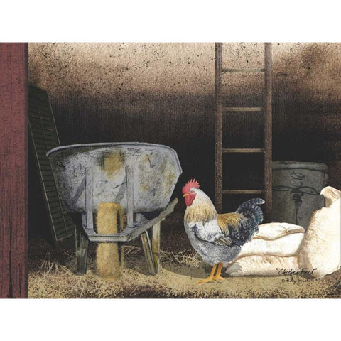 Chicken Feed White Modern Wood Framed Art Print by Jacobs, Billy