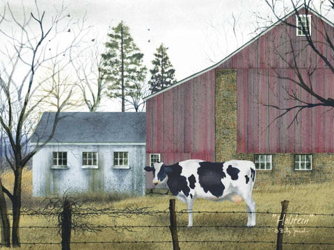 Holstein White Modern Wood Framed Art Print with Double Matting by Jacobs, Billy