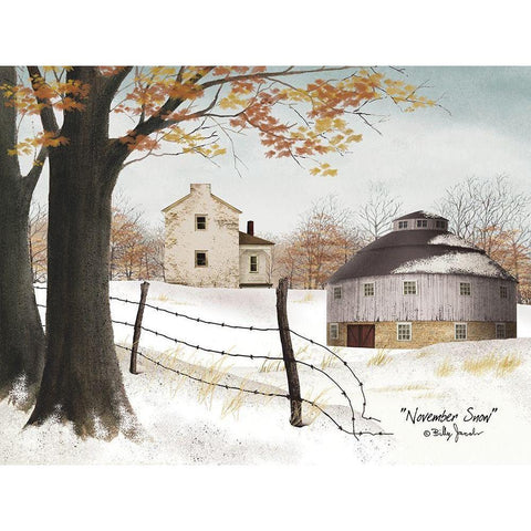 November Snow Black Modern Wood Framed Art Print with Double Matting by Jacobs, Billy