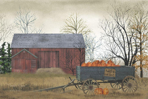 Pumpkin Wagon     White Modern Wood Framed Art Print with Double Matting by Jacobs, Billy