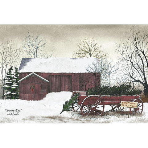 Christmas Wagon        White Modern Wood Framed Art Print by Jacobs, Billy