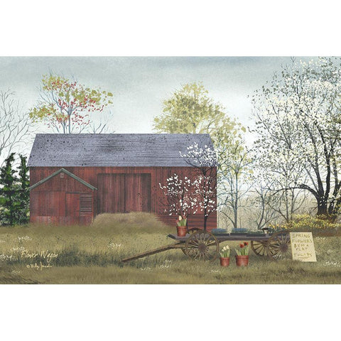 Flower Wagon      White Modern Wood Framed Art Print by Jacobs, Billy