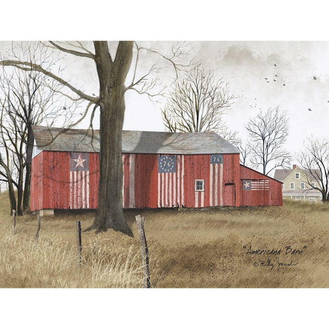 Americana Barn Black Modern Wood Framed Art Print with Double Matting by Jacobs, Billy