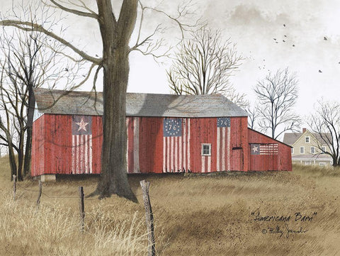 Americana Barn White Modern Wood Framed Art Print with Double Matting by Jacobs, Billy