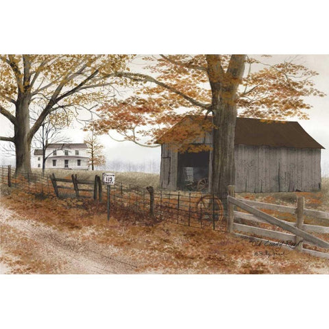 Old Country Road Gold Ornate Wood Framed Art Print with Double Matting by Jacobs, Billy