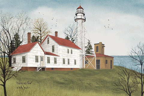 Whitefish Point     White Modern Wood Framed Art Print with Double Matting by Jacobs, Billy