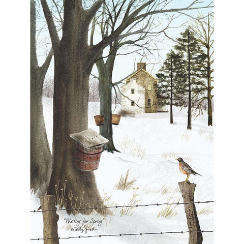 Waiting for Spring White Modern Wood Framed Art Print by Jacobs, Billy