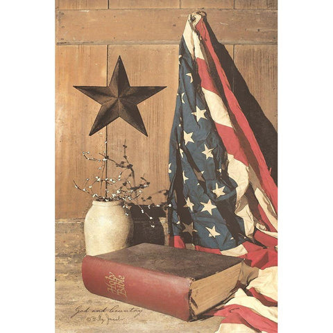 God and Country Black Modern Wood Framed Art Print with Double Matting by Jacobs, Billy