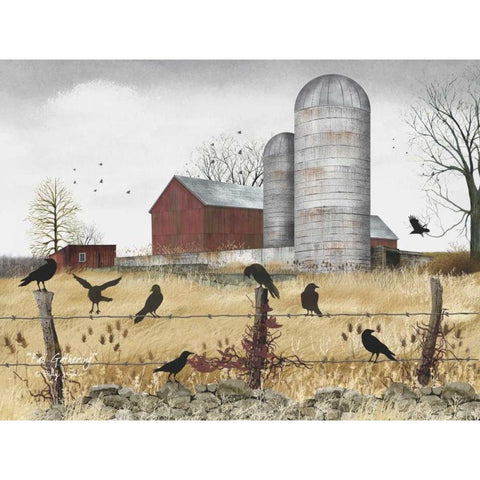 Fall Gathering Black Modern Wood Framed Art Print with Double Matting by Jacobs, Billy