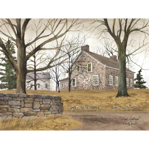 Stone Cottage Black Modern Wood Framed Art Print with Double Matting by Jacobs, Billy