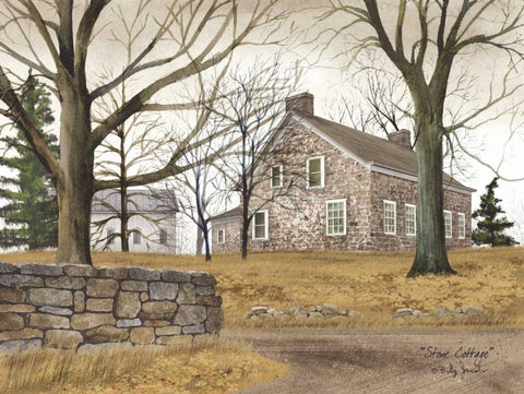 Stone Cottage White Modern Wood Framed Art Print with Double Matting by Jacobs, Billy