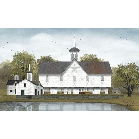 Star Barn     Black Modern Wood Framed Art Print with Double Matting by Jacobs, Billy