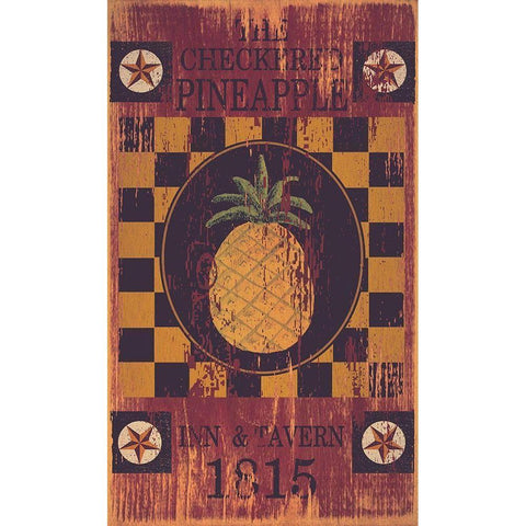 Checkered Pineapple Inn White Modern Wood Framed Art Print by Jacobs, Billy