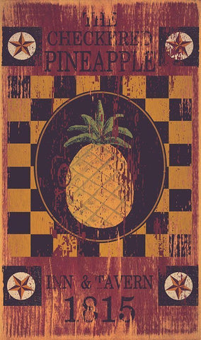 Checkered Pineapple Inn White Modern Wood Framed Art Print with Double Matting by Jacobs, Billy