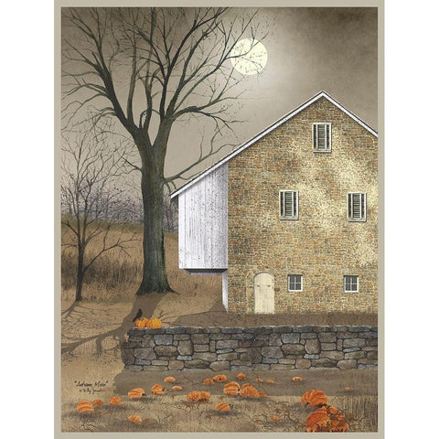 Autumn Moon White Modern Wood Framed Art Print by Jacobs, Billy