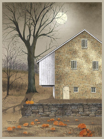 Autumn Moon White Modern Wood Framed Art Print with Double Matting by Jacobs, Billy