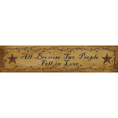 All Because Two People    Gold Ornate Wood Framed Art Print with Double Matting by Jacobs, Billy