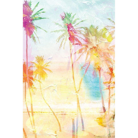 Bright Summer Palms  Black Modern Wood Framed Art Print with Double Matting by Bluebird Barn